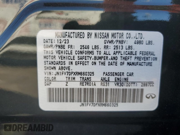 2024 Infiniti Q50 Red Sport 400 with VIN JN1FV7DPXRM660325, listed as a Copart auction lot 83021934 with 142 mi miles and Non Repairable. Bid and sale history available at DreamBid. Image 12.
