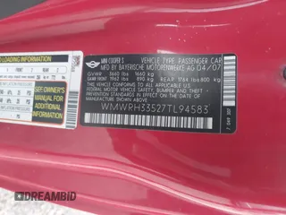 2007 MINI Convertible S с VIN WMWRH33527TL94583, выставлен на аукционе IAAI как лот 40403620 с пробегом 83 501 миль миль и . История ставок и продаж доступна на DreamBid. Изображение 9.
