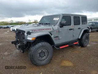 2020 Jeep Wrangler Unlimited Rubicon z VIN 1C4HJXFNXLW131160, wystawiony jako Copart lot #54761455 z przebiegiem 85 225 mil mil oraz Szkoda całkowita • Salvage title. Historia ofert i sprzedaży dostępna na DreamBid. Obrazek 1.