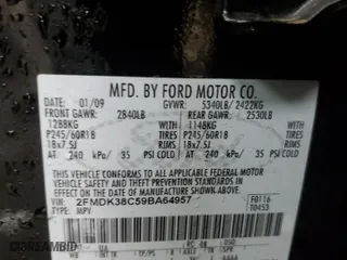 2009 Ford Edge SEL with VIN 2FMDK38C59BA64957, listed as a Copart auction lot 44806385 with 191,169 mi miles and Clean Title. Bid and sale history available at carsss.com. Image 13.