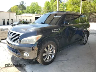 2012 Infiniti QX56 7-passenger with VIN JN8AZ2NF5C9518564, listed as a Copart auction lot 53139375 with 146,551 mi miles and Salvage Title. Bid and sale history available at carsss.com. Image 1.