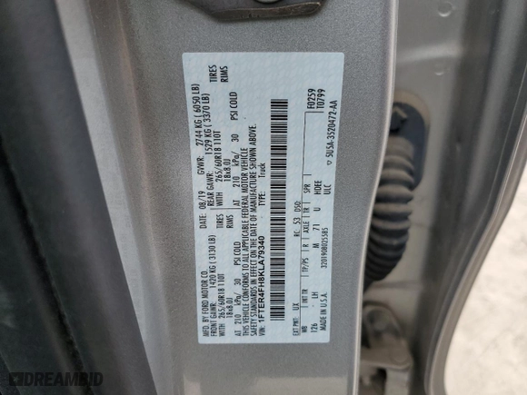 2019 Ford Ranger XL with VIN 1FTER4FH8KLA79340, listed as a Copart auction lot 44742265 with 33,519 mi miles and Salvage Title. Bid and sale history available at carsss.com. Image 14.