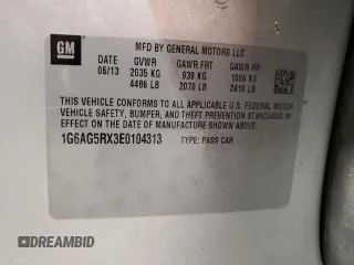 2014 Cadillac ATS Standard AWD with VIN 1G6AG5RX3E0104313, listed as a Copart auction lot 60358135 with 113,230 mi miles and Non repairable. Bid and sale history available at DreamBid. Image 12.