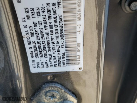 2011 Honda CR-V EX with VIN 3CZRE4H55BG704817, listed as a Copart auction lot 53430375 with 0 mi miles and Salvage Title. Bid and sale history available at carsss.com. Image 13.