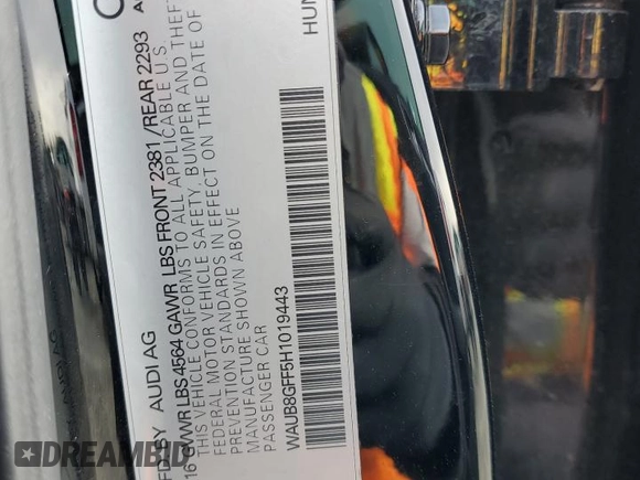 2017 Audi A3 Sedan Premium with VIN WAUB8GFF5H1019443, listed as a Copart auction lot 51184725 with 108,134 mi miles and Salvage Title. Bid and sale history available at carsss.com. Image 12.