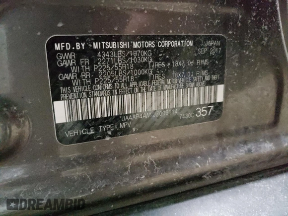 2018 Mitsubishi Outlander SEL with VIN JA4AP4AW1JZ009114, listed as a Copart auction lot 42558865 with 105,044 mi miles and Clean title. Bid and sale history available at DreamBid. Image 13.