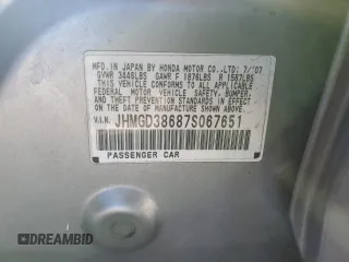 2007 Honda Fit Sport with VIN JHMGD38687S067651, listed as a Copart auction lot 46173555 with 170,784 mi miles and Salvage Title. Bid and sale history available at carsss.com. Image 12.