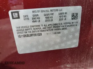 2015 Chevrolet Malibu LT with VIN 1G11D5SL6FF351328, listed as a Copart auction lot 47287395 with 109,626 mi miles and Salvage Title. Bid and sale history available at DreamBid. Image 12.