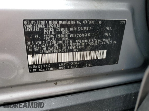 2022 Toyota RAV4 Hybrid XLE z VIN 4T3RWRFVXNU050291, wystawiony jako Copart lot #59721295 z przebiegiem 83 752 mil mil oraz Szkoda całkowita • Salvage title. Historia ofert i sprzedaży dostępna na DreamBid. Obrazek 13.