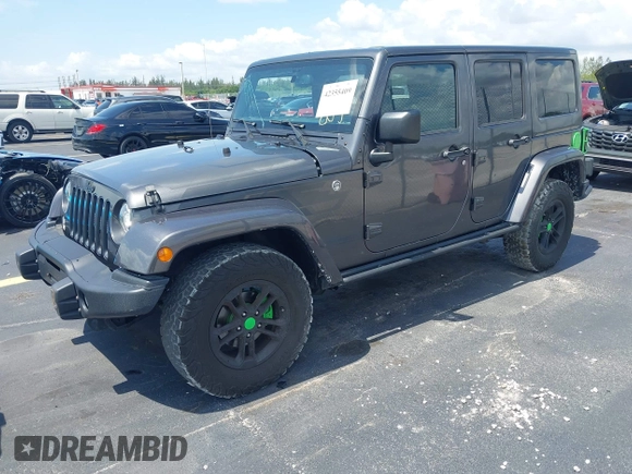 2017 Jeep Wrangler Unlimited Sahara with VIN 1C4BJWEG2HL612421, listed as a IAAI auction lot 42355409 with 81,708 mi miles and . Bid and sale history available at DreamBid. Image 2.