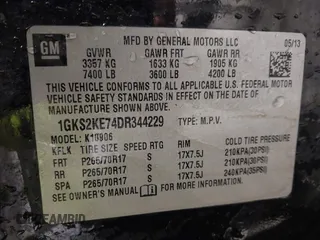 2013 GMC Yukon XL SLT z VIN 1GKS2KE74DR344229, wystawiony jako IAAI lot #42105738 z przebiegiem 147 339 mil mil oraz . Historia ofert i sprzedaży dostępna na DreamBid. Obrazek 9.