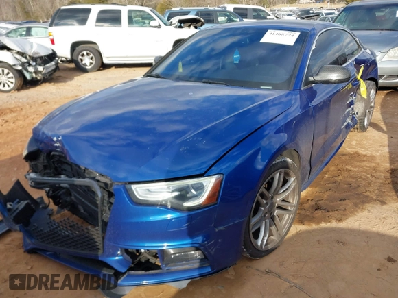 2015 Audi S5 Premium Plus with VIN WAUCGAFRXFA012905, listed as a IAAI auction lot 41408774 with 66,372 mi miles. Bid and sale history available at carsss.com. Image 2.