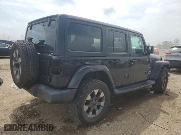 2018 Jeep Wrangler Unlimited Sahara with VIN 1C4HJXEG0JW141101, listed as a Copart auction lot 56573195 with 143,854 mi miles and Salvage title. Bid and sale history available at DreamBid. Image 3.