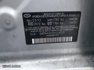 2013 Hyundai Elantra GLS with VIN 5NPDH4AE6DH334313, listed as a Copart auction lot 84493054 with 98,471 mi miles and Salvage Title. Bid and sale history available at carsss.com. Image 12.