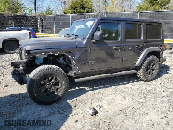 2021 Jeep Wrangler Unlimited 80th Anniversary with VIN 1C4HJXDN0MW792927, listed as a Copart auction lot 53498075 with 74,042 mi miles and Salvage title. Bid and sale history available at DreamBid. Image 1.