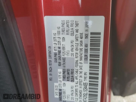 2020 Mazda CX-5 Touring with VIN JM3KFACM2L1834465, listed as a Copart auction lot 47735205 with 86,096 mi miles and Salvage Title. Bid and sale history available at carsss.com. Image 13.