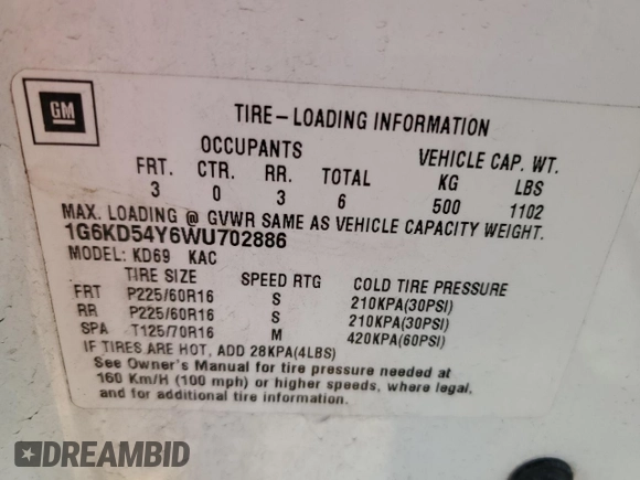 1998 Cadillac DeVille with VIN 1G6KD54Y6WU702886, listed as a Copart auction lot 42737665 with 106,454 mi miles and Salvage Title. Bid and sale history available at carsss.com. Image 12.