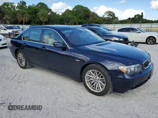 2005 BMW 7 Series 745i with VIN WBAGL63545DP75494, listed as a Copart auction lot 72359904 with 143,878 mi miles and Salvage title. Bid and sale history available at DreamBid. Image 4.