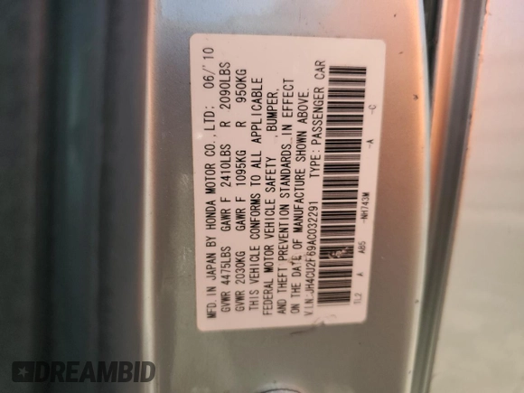 2010 Acura TSX с VIN JH4CU2F69AC032291, выставлен на аукционе Copart как лот 62760415 с пробегом 162 587 миль миль и Чистый • Clean title. История ставок и продаж доступна на DreamBid. Изображение 12.