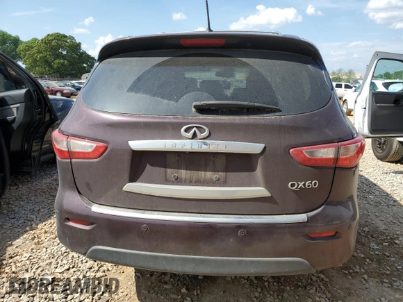 2014 Infiniti QX60 with VIN 5N1AL0MN5EC528670, listed as a Copart auction lot 54874095 with 178,916 mi miles and Salvage Title. Bid and sale history available at DreamBid. Image 6.