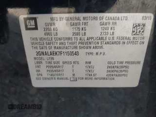 2015 Chevrolet Equinox LS with VIN 2GNALAEK7F1150543, listed as a IAAI auction lot 42062341 with 84,810 mi miles. Bid and sale history available at carsss.com. Image 9.