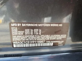 2015 BMW 3 Series 328i with VIN WBA3C1C51FP116967, listed as a Copart auction lot 65348565 with 93,052 mi miles and Salvage title. Bid and sale history available at DreamBid. Image 12.