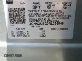 2024 Chevrolet Equinox LT with VIN 3GNAXUEG0RL326949, listed as a Copart auction lot 53908165 with 14,857 mi miles and Salvage Title. Bid and sale history available at carsss.com. Image 13.