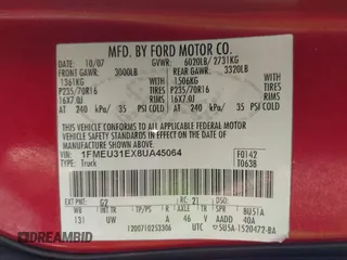 2008 Ford Explorer Sport Trac XLT с VIN 1FMEU31EX8UA45064, выставлен на аукционе IAAI как лот 42184774 с пробегом 230 959 миль миль и . История ставок и продаж доступна на DreamBid. Изображение 9.