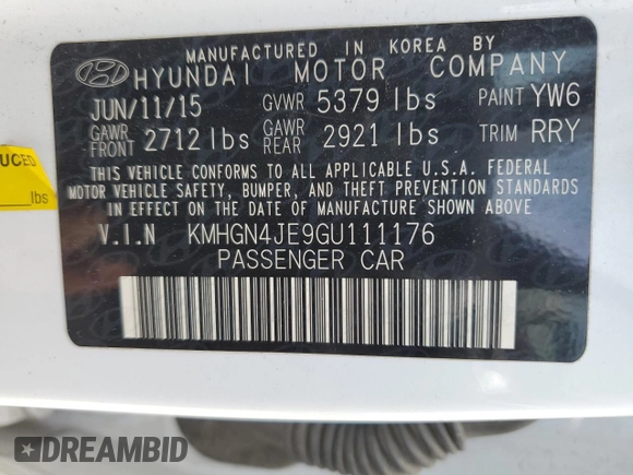 2016 Hyundai Genesis 3.8L with VIN KMHGN4JE9GU111176, listed as a Copart auction lot 48830564 with 113,648 mi miles. Bid and sale history available at carsss.com. Image 13.