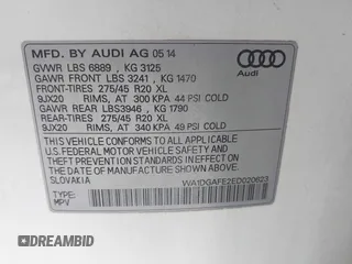 2014 Audi Q7 S line Prestige с VIN WA1DGAFE2ED020623, выставлен на аукционе IAAI как лот 42047146 с пробегом Не указан миль и . История ставок и продаж доступна на DreamBid. Изображение 9.
