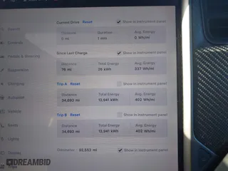 2018 Tesla Model X 75D with VIN 5YJXCBE22JF124270, listed as a IAAI auction lot 41909734 with 92,553 mi miles. Bid and sale history available at carsss.com. Image 7.