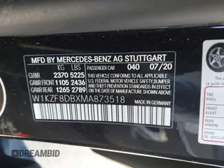 2021 Mercedes-Benz E 350 with VIN W1KZF8DBXMA873518, listed as a IAAI auction lot 42191630 with 55,006 mi miles and . Bid and sale history available at DreamBid. Image 9.