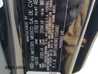 2019 Kia Forte LXS with VIN 3KPF24AD9KE105840, listed as a Copart auction lot 53428255 with 96,865 mi miles and Salvage Title. Bid and sale history available at carsss.com. Image 12.