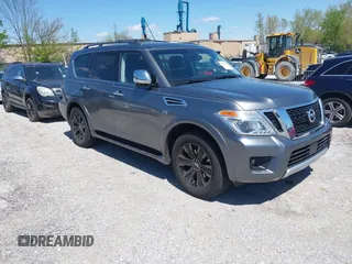 2017 Nissan Armada Platinum z VIN JN8AY2NE2H9707805, wystawiony jako IAAI lot #41995334 z przebiegiem 109 604 mil mil oraz . Historia ofert i sprzedaży dostępna na DreamBid. Obrazek 1.