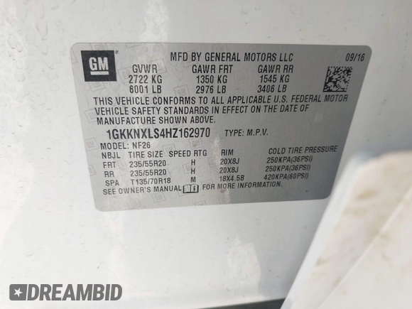 2017 GMC Acadia Denali z VIN 1GKKNXLS4HZ162970, wystawiony jako IAAI lot #42266517 z przebiegiem 60 605 mil mil oraz . Historia ofert i sprzedaży dostępna na DreamBid. Obrazek 9.