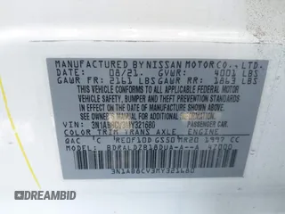 2021 Nissan Sentra SV with VIN 3N1AB8CV3MY321680, listed as a IAAI auction lot 41875810 with 58,473 mi miles and . Bid and sale history available at DreamBid. Image 9.