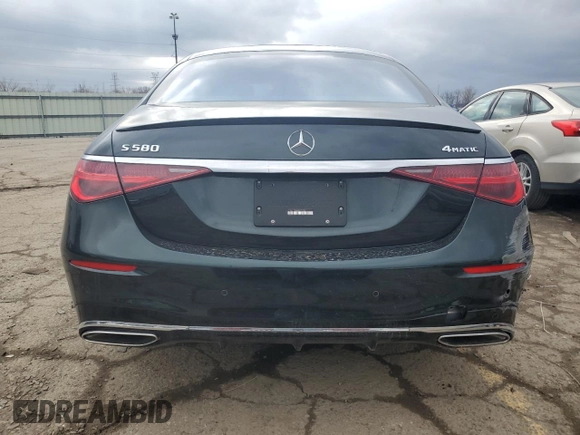 2021 Mercedes-Benz S 580 with VIN W1K6G7GB6MA042104, listed as a Copart auction lot 49778905 with 13,535 mi miles and Salvage Title. Bid and sale history available at DreamBid. Image 6.