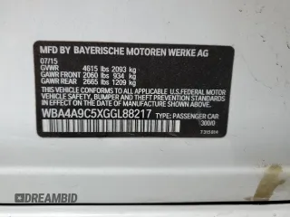 2016 BMW 4 Series 428i with VIN WBA4A9C5XGGL88217, listed as a Copart auction lot 56956985 with 156,209 mi miles and Salvage title. Bid and sale history available at DreamBid. Image 12.