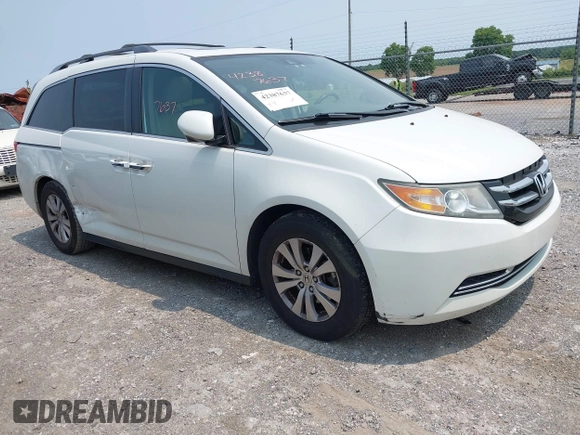 2014 Honda Odyssey EX-L with VIN 5FNRL5H62EB109573, listed as a IAAI auction lot 42387637 with 208,061 mi miles and . Bid and sale history available at DreamBid. Image 1.