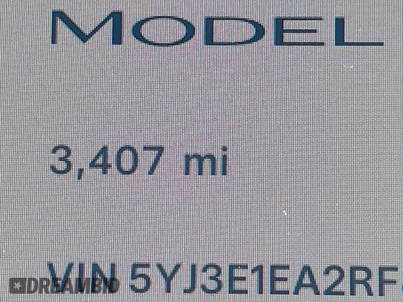 2024 Tesla Model 3 with VIN 5YJ3E1EA2RF870661, listed as a IAAI auction lot 41562281 with 3,407 mi miles. Bid and sale history available at carsss.com. Image 15.