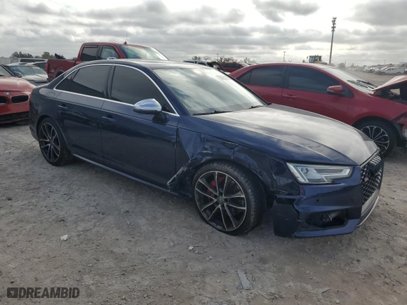 2018 Audi S4 Prestige with VIN WAUC4AF47JA050095, listed as a Copart auction lot 84899774 with 53,117 mi miles and Salvage Title. Bid and sale history available at carsss.com. Image 4.