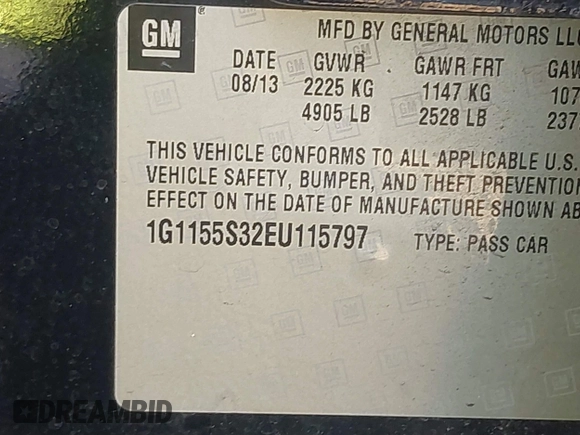 2014 Chevrolet Impala LTZ with VIN 1G1155S32EU115797, listed as a IAAI auction lot 41784262 with 173,401 mi miles and . Bid and sale history available at DreamBid. Image 9.