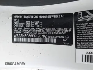 2014 BMW 4 Series 428i xDrive with VIN WBA3N5C56EK196702, listed as a IAAI auction lot 40934482 with 120,292 mi miles. Bid and sale history available at carsss.com. Image 9.