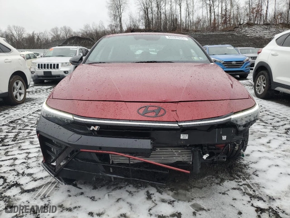 2025 Hyundai Elantra N with VIN KMHLW4DK7SU024981, listed as a Copart auction lot 44024035 with 584 mi miles and Salvage Title. Bid and sale history available at carsss.com. Image 5.