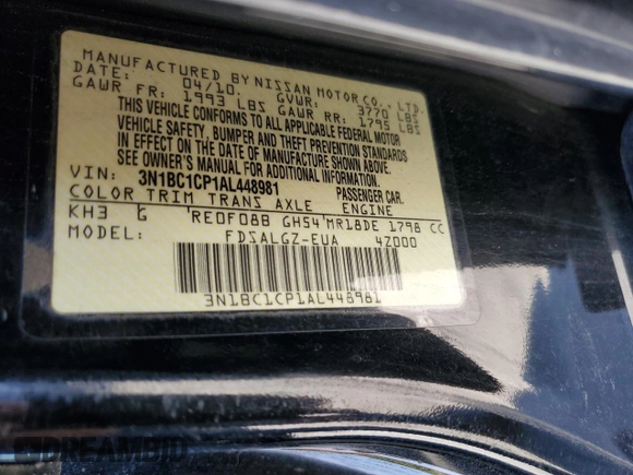 2010 Nissan Versa 1.8 SL with VIN 3N1BC1CP1AL448981, listed as a Copart auction lot 53355565 with 112,021 mi miles and Clean Title. Bid and sale history available at carsss.com. Image 13.