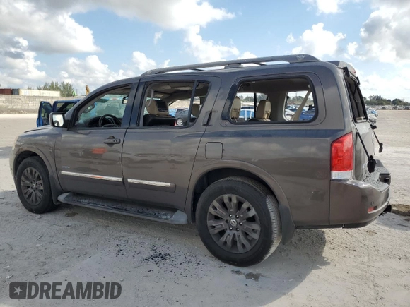 2015 Nissan Armada Platinum z VIN 5N1BA0NF2FN623534, wystawiony jako Copart lot #43910765 z przebiegiem 110 270 mil mil oraz Szkoda całkowita • Salvage title. Historia ofert i sprzedaży dostępna na DreamBid. Obrazek 2.