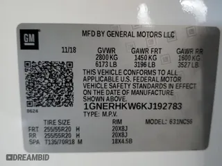 2019 Chevrolet Traverse LT Leather with VIN 1GNERHKW6KJ192783, listed as a Copart auction lot 43655445 with 61,385 mi miles and Salvage Title. Bid and sale history available at carsss.com. Image 13.