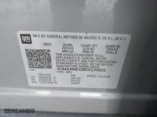 2024 Chevrolet Equinox RS with VIN 3GNAXMEG8RS130635, listed as a IAAI auction lot 41270013 with 11,968 mi miles. Bid and sale history available at carsss.com. Image 9.