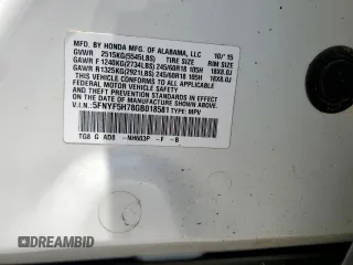 2016 Honda Pilot EX-L with VIN 5FNYF5H78GB018581, listed as a Copart auction lot 58250715 with 95,833 mi miles and Salvage title. Bid and sale history available at DreamBid. Image 14.