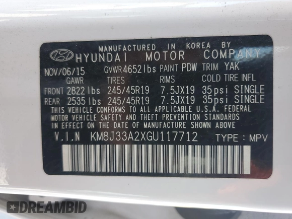 2016 Hyundai Tucson Limited with VIN KM8J33A2XGU117712, listed as a Copart auction lot 52489815 with 149,843 mi miles and Salvage Title. Bid and sale history available at carsss.com. Image 15.